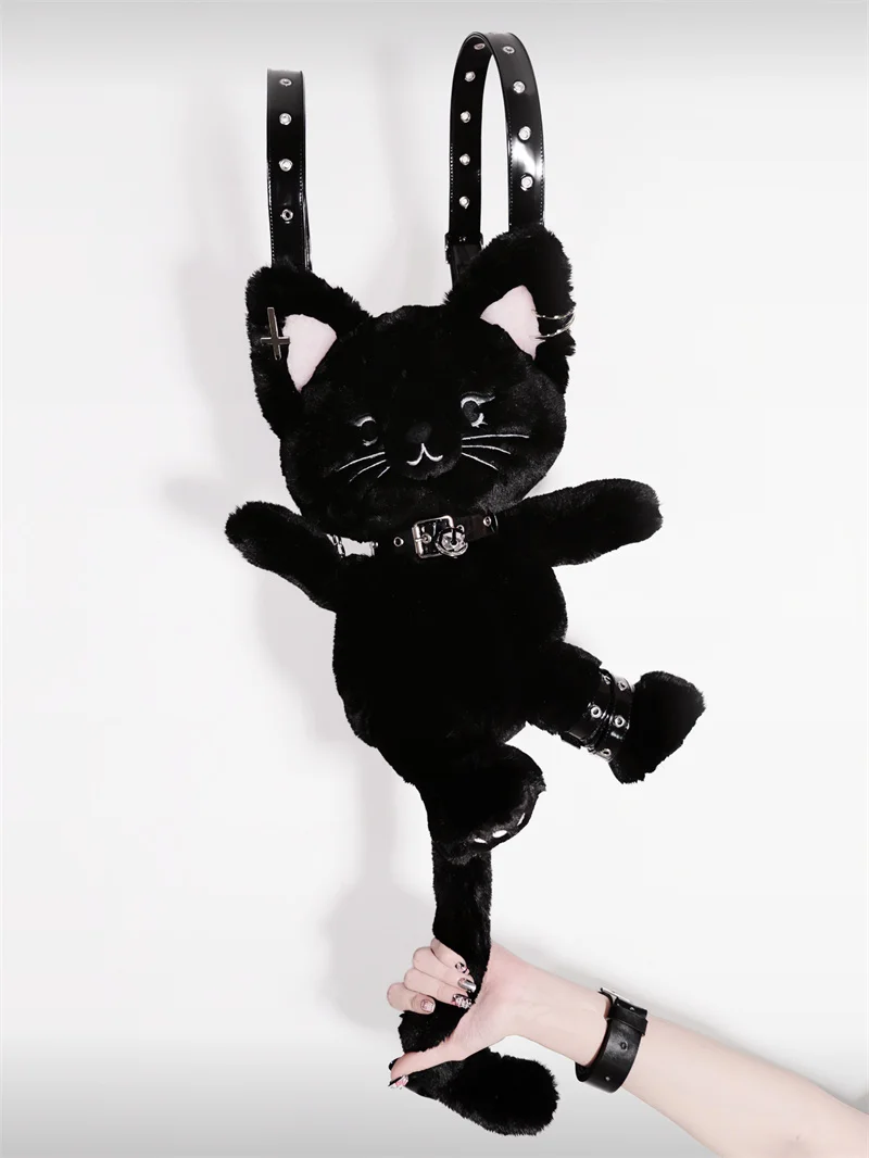 Original Kitten Devil Plush Black Cat Doll Backpack lolita and Gothicism stye Accessories cosplay