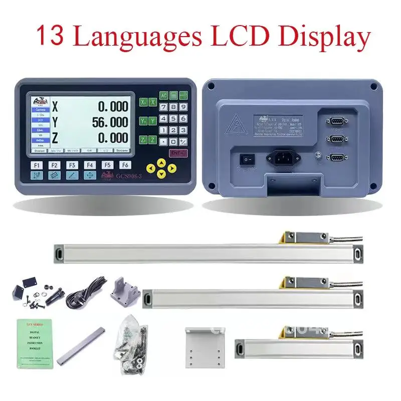 13 Language 3 Axis LCD DRO 2 Axis LCD DRO SET Digital Readout with 2/3PCS 50-1000mm Linear Scale Encoder Ruler for Lathe Milling