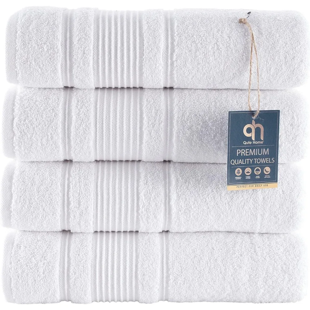 

Набор банных полотенец из 4 предметов, для ванной комнаты, быстросохнущее мягкое и впитывающее полотенце, в комплект входят 4 банных полотенца (белые)