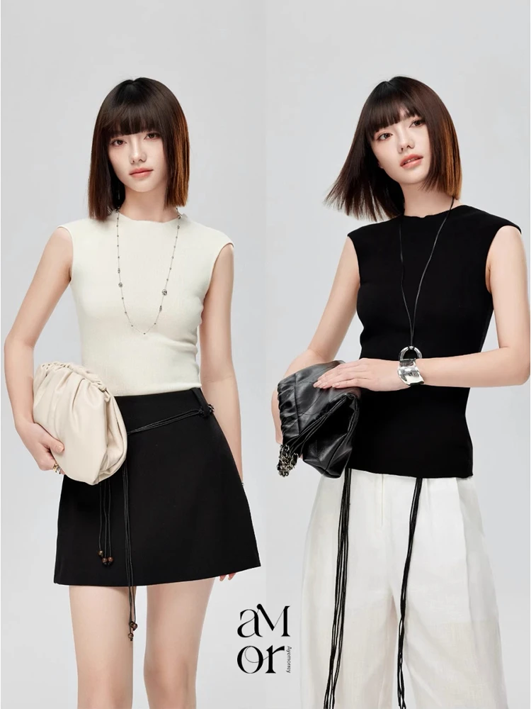 

Ayemorrey Slimming Loose Fit Knitted ort Sve Top Hollow out Design Bal Vest for Women Summer Season Regular Thin