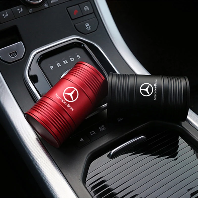 Aluminum Alloy Car Home Ashtray Oil Drum Shape Smoke Ash Holder For Mercedes Benz W211 W203 W204 W210 W124 AMG W202 CLA W212