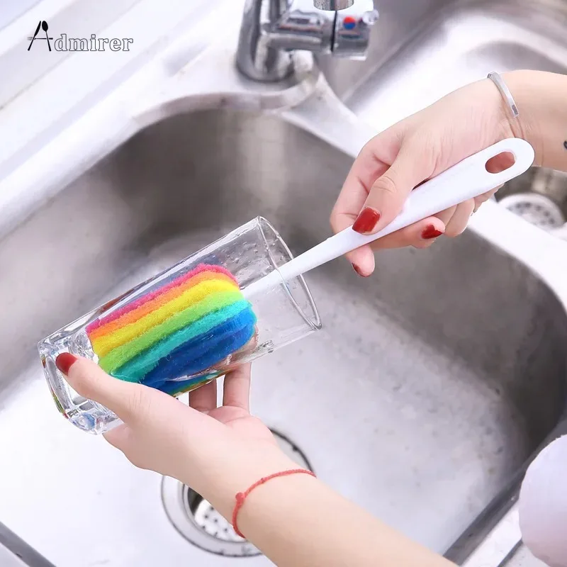 1Pcs Cup Brush Kitchen Cleaning Tool Sponge Brush for Wineglass Bottle Coffe Tea Glass Cup Mug Handle Brush Wholesale