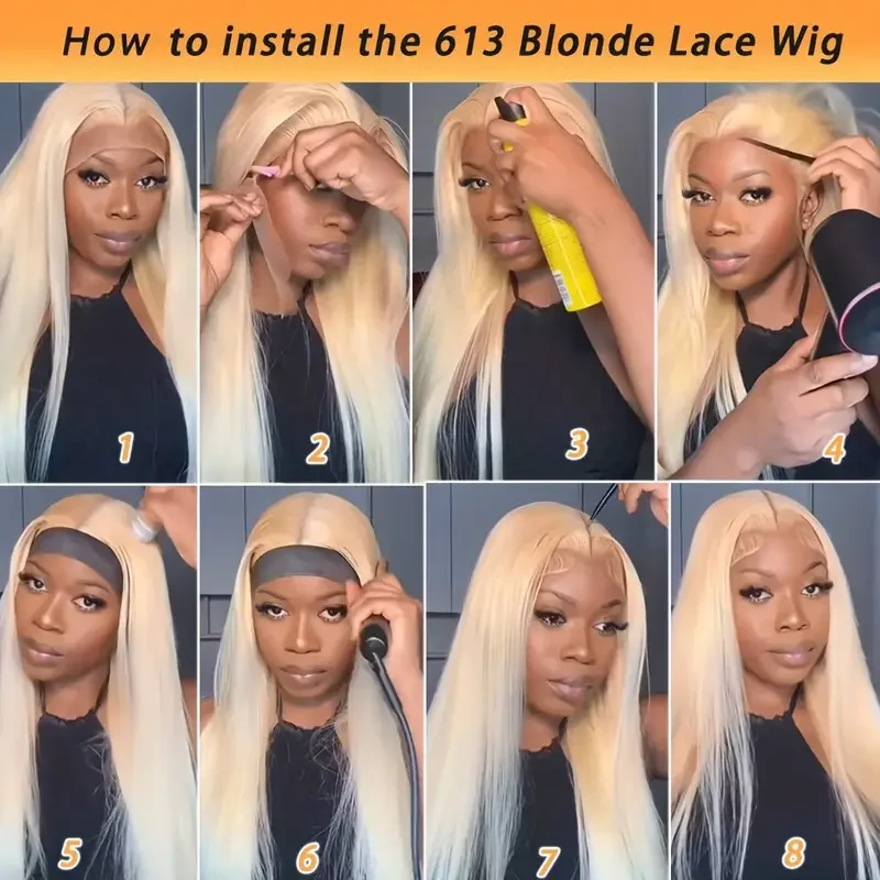 40Inch Straight Blonde 613 Blonde Human Hair Lace Frontal Wig 13x6 Transparent Blonde Lace Front Wigs Pre Plucked Human Hair Wig image 5