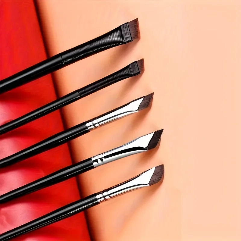 5Pcs Angled Blade Eyeliner Eyebrow Brush Set Precision Soft Synthetic Makeup Brushes For Liquid Liner Brow Powder Eyeshadow