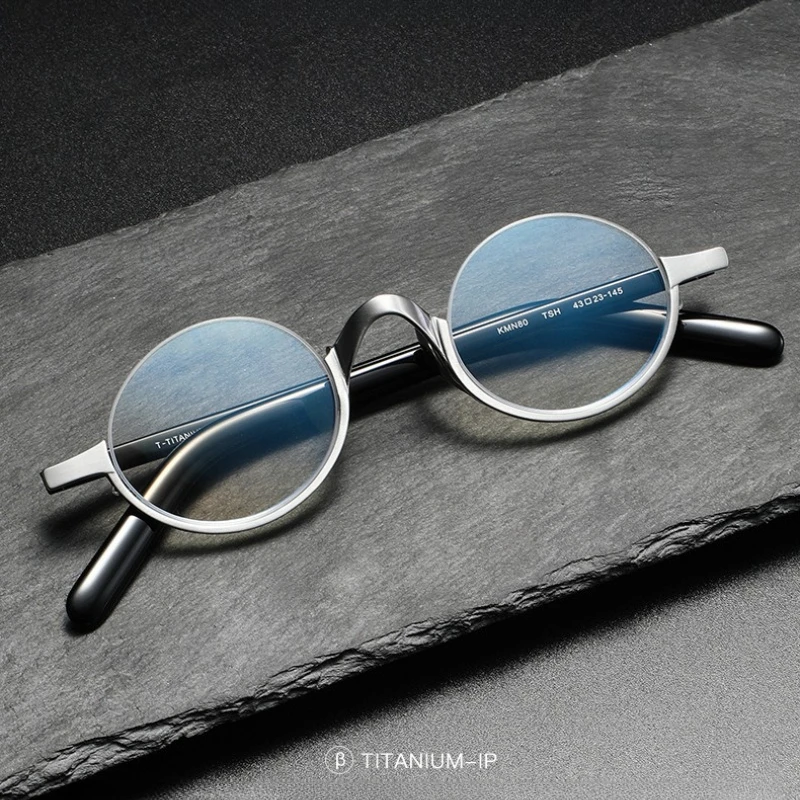 CLLOIO Trendy Durable Small Oval Prescription Glasses Anti Blue Light Titanium Frame Acetate Temple Progressive Myopia Eyewear