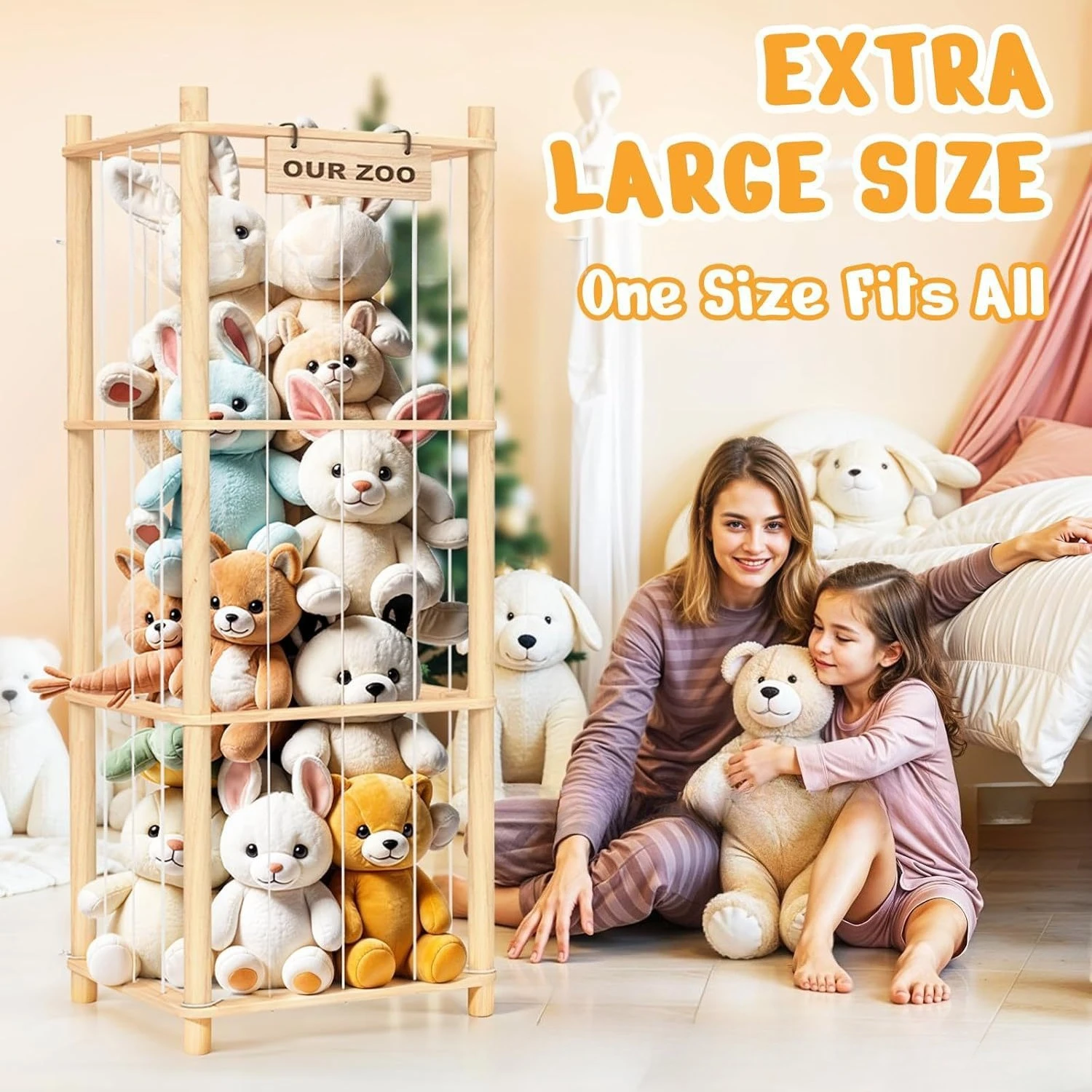 Almacenamiento y organizador de animales de peluche, soporte para juguetes, para montar, ideal para almacenamiento en dormitorio y muñecas, ofertas del Black Friday