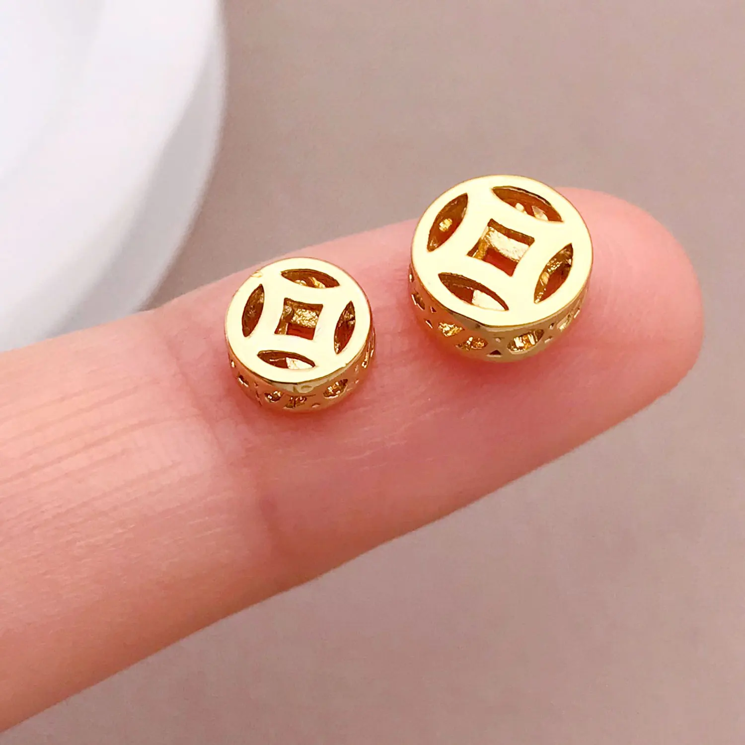 4/8/12pcs/lot 6/8mm 18K Gold-plated Hollow Copper Coins with DIY Handmade Bead Bracelets NecklacesHeadwear Materials Accessories image 5