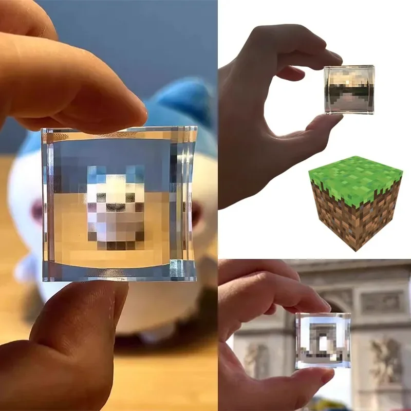 Minecraft كتلة شفافة منقطة لعبة بكسل تصفية سلسلة مفاتيح زخرفة الإجهاد الإغاثة البصرية صور مجمعة لوحة شفافة