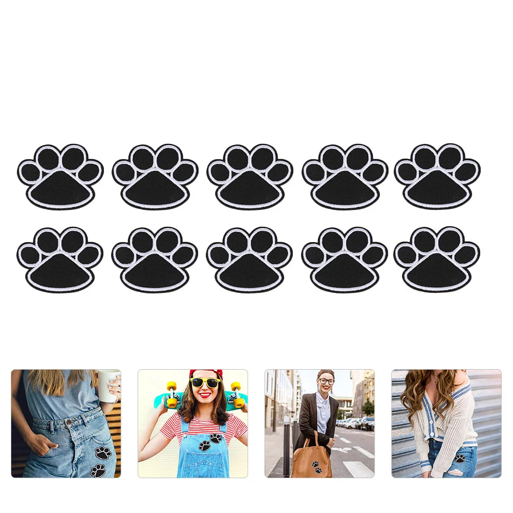 10 Pcs Dog Paw Stickers Iron Patches Cloth Repair Sewing Clothing Hot Melt Decor Embroidery