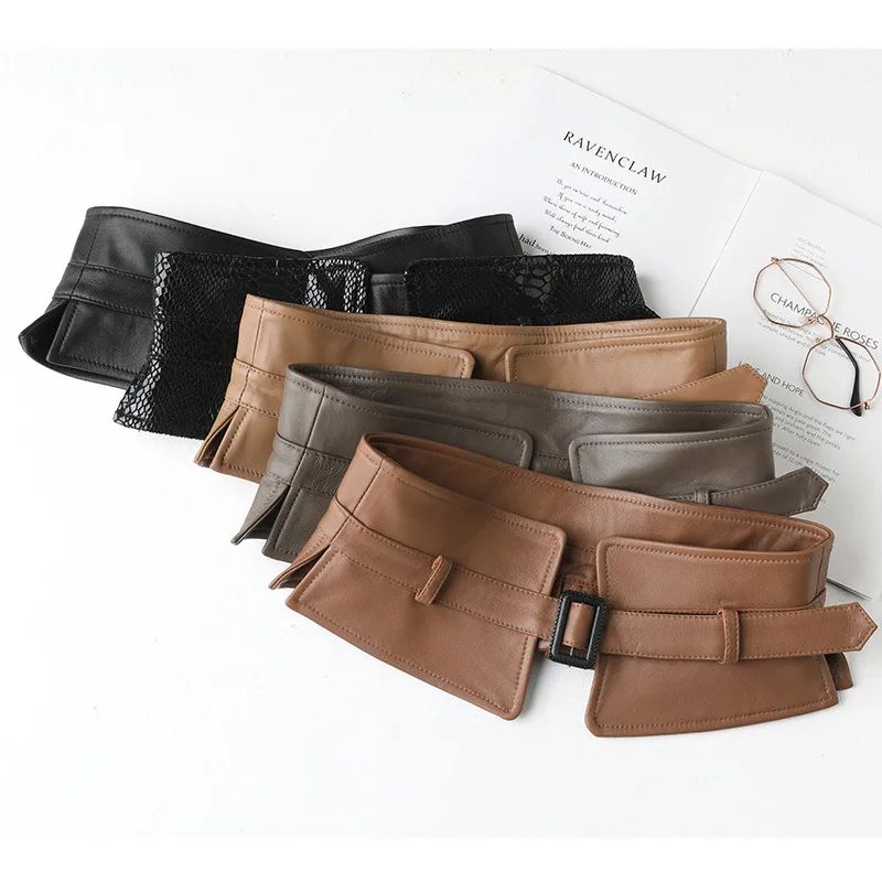 2023 New Fashionable And Versatile Waist Cover Genuine Sheepskin Leather Belt E38