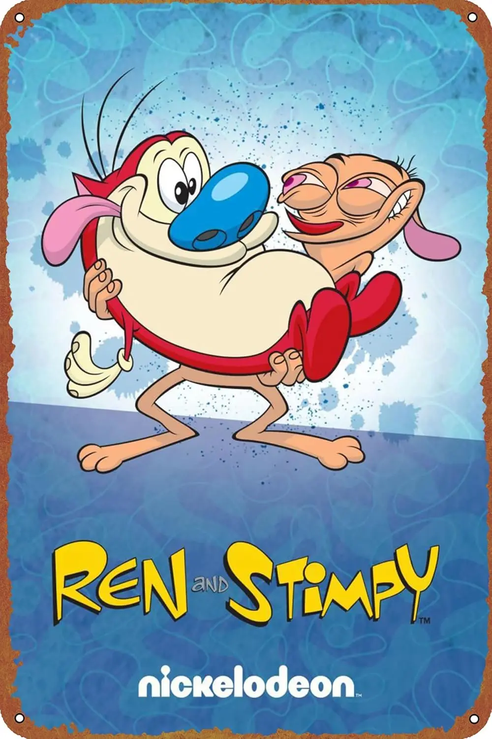 The Ren & Stimpy Show Movie Poster Funny Novelty Metal Tin Sign Retro Wall Decor for Home Gate Garden Bars Restaurants Cafes