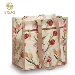 SAJA Women Tote Bag Ladies Shopper Bag de gran capacidad bolsas de hombro bolsas de gran capacidad bolsa de mano bolsa cruzada Tulip flor patrón bolsa de compras bolsa de playa femenina bolsa Eco cierre de cremalltela