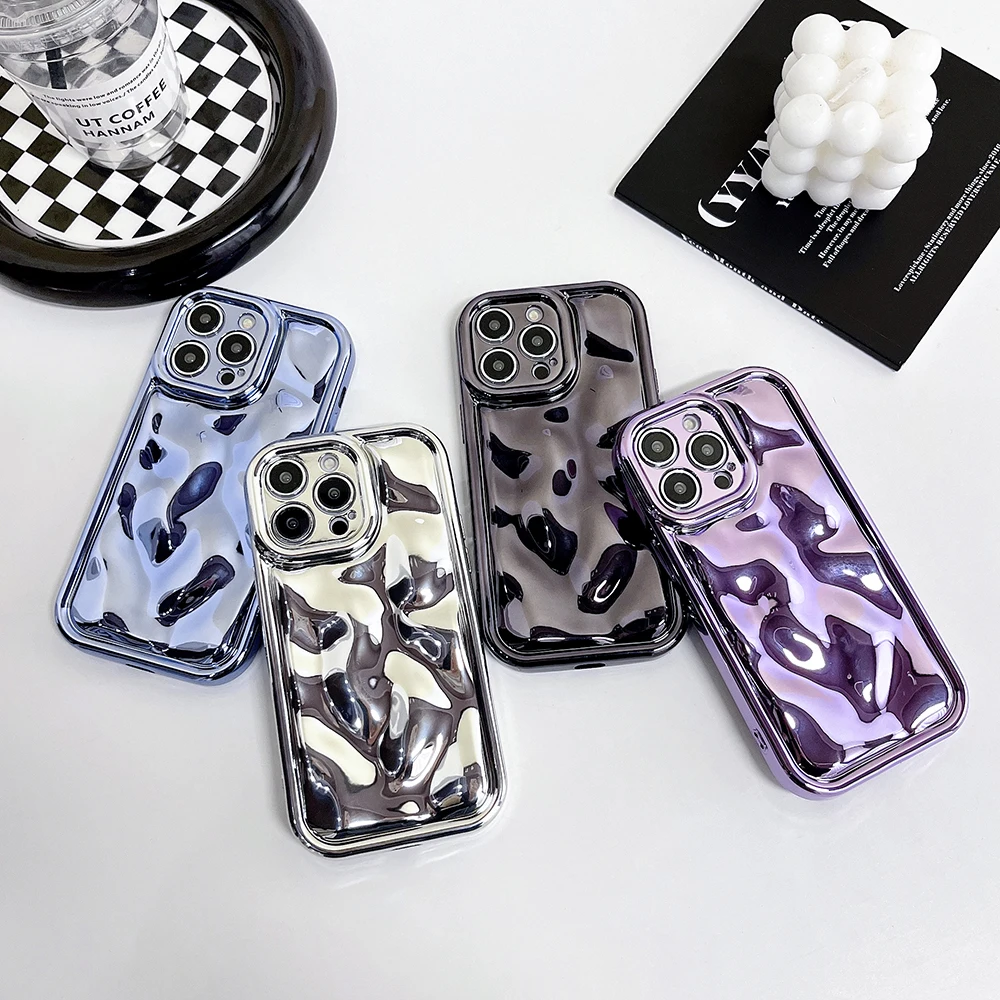 3D Meteorite Pattern Phone Case For Huawei Mate 50 40 30 P50 P40 Nova10 Honor 80 70 60 50 Pro Silk Wavy Solid Color Glossy Cover