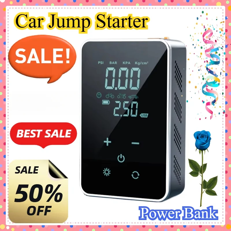 

Power Bank Lighting Portable Air Compressor 4 in 1 Cars Battery Starters Starting Auto Tyre Inflator Car Jump Starter Air Pump