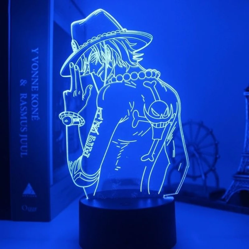 

Акриловая световая вывеска One Piece Portgas D. Ace: милый аниме-персонаж, креативный ночник для спальни, фигурка-подставка, подарок