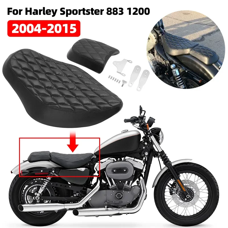 Capa de almofada para assento traseiro dianteiro de motocicleta, preta, travesseiro de passageiro, assento duplo para harley sportster xl 48 883 1200 2004-2020