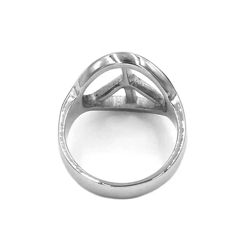 Fashion Peace Ring Stainless Steel Jewelry Classic Silver Color World Peace Sign Biker Men Women Rings Wholesale