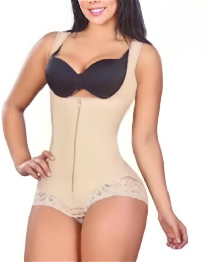 Fajas Colombianas Double Compression Girdles Post Surgery Slimming Body Shaper with Zipper Waist Trainer Tummy Control Shapewear