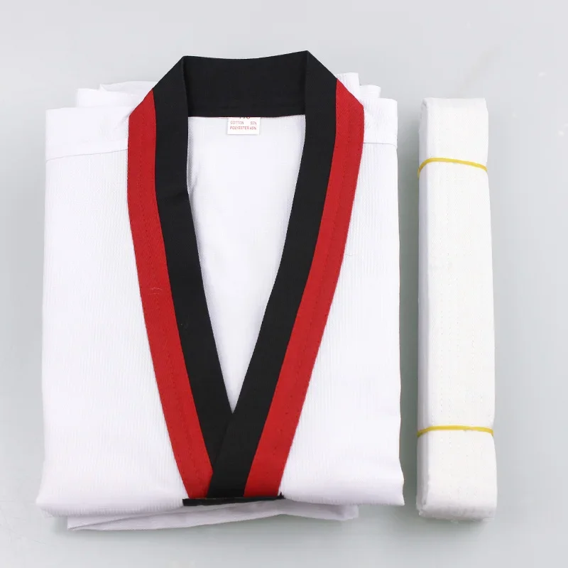 TKD Costumes Clothing White Taekwondo Uniforms WTF Karate Judo Dobok Clothes Children Adult Unisex Long Sleeve Gi Uniform