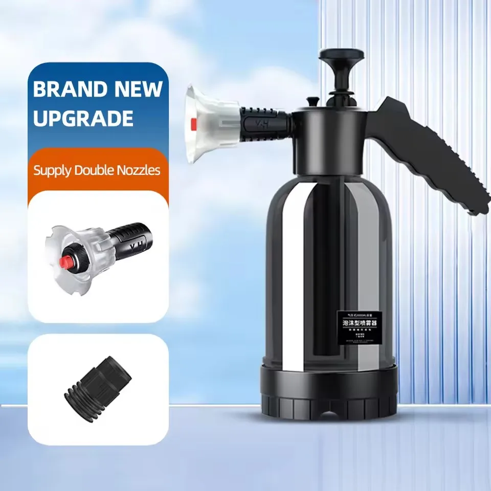 

Ручной распылитель пены 2 л с 3 типами насадок Ручная пневматическая пенопластовая пушка Снежная пена Распылитель для мытья автомобиля Очистка окон автомобиля