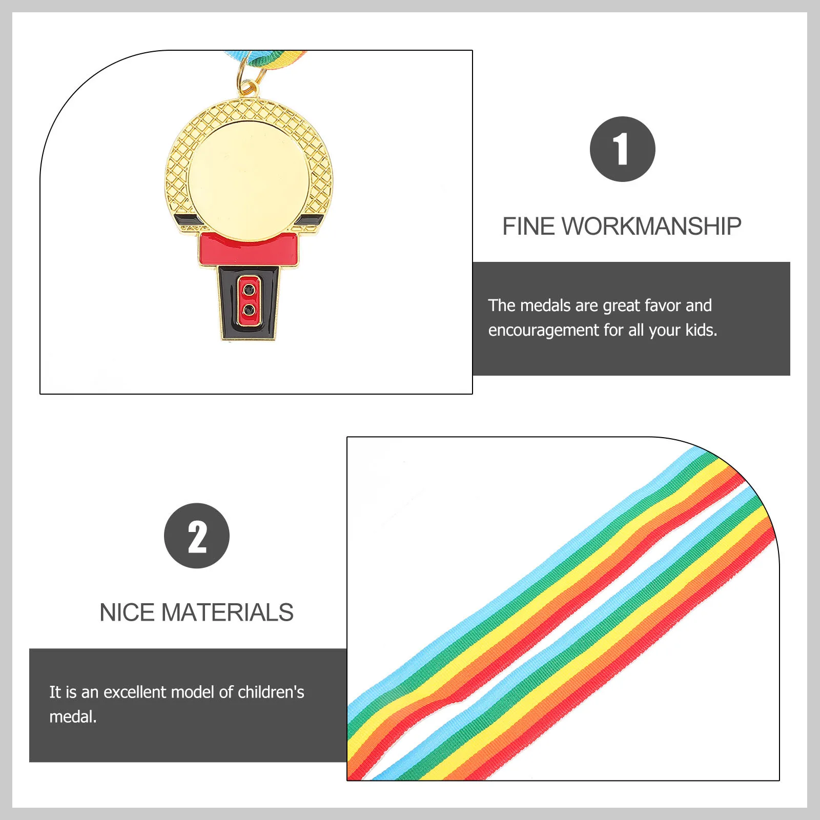 

Kids Medal Zinc Alloy Hanging Award for Singing Competition Sports Match Party Decor Encouragement Reward Recognition Motivation