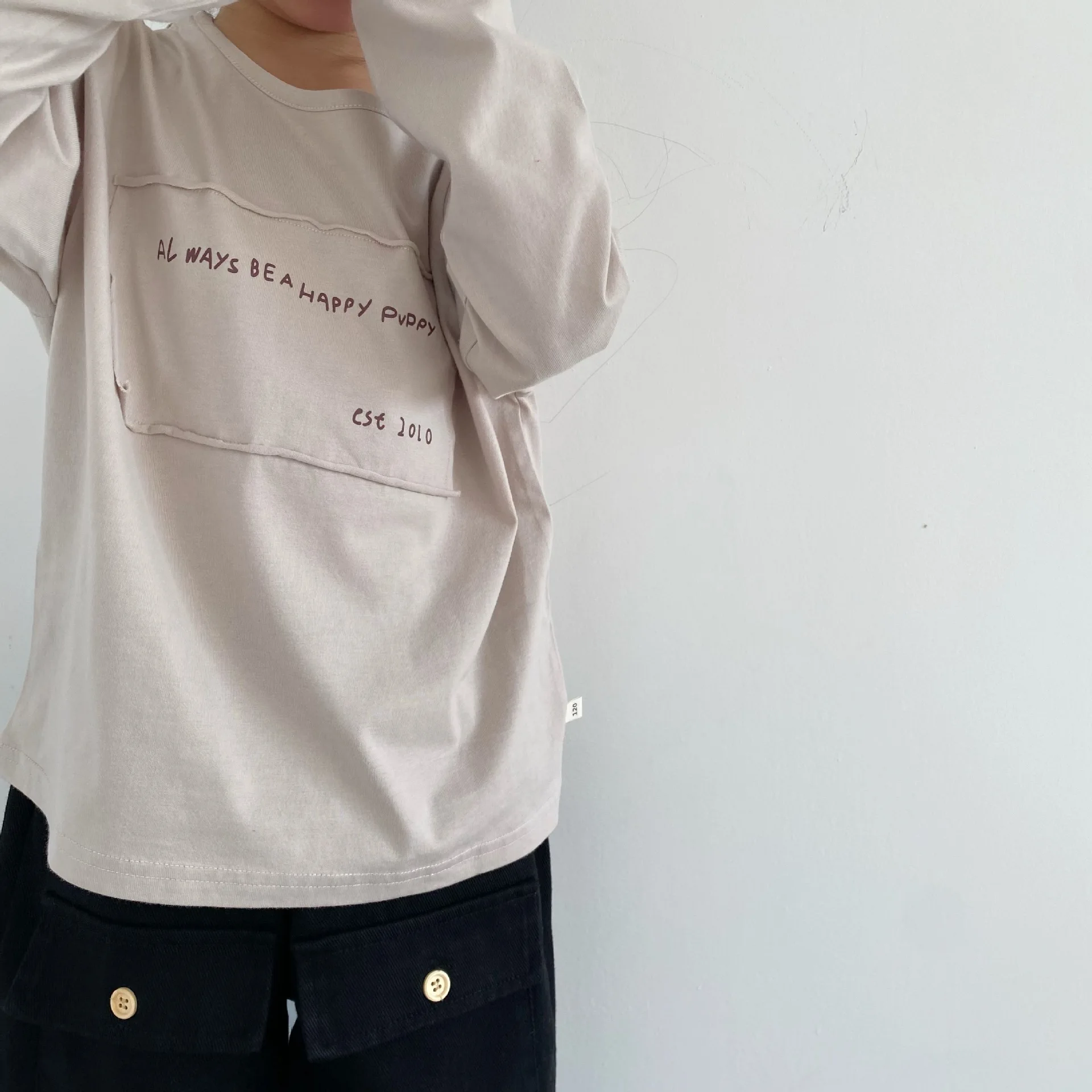 Children Clothing Kids Casual T Shirt Korean Style New Spring Letter Printed Boys and Girls Long Sleeve Simple Kids T Shirt Top