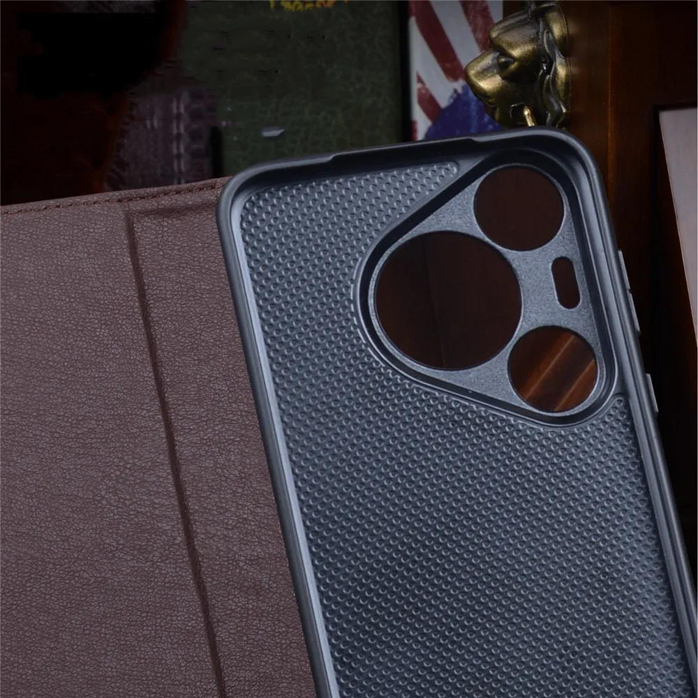 Luxo natural couro magnético flip caso para huawei pura 70 80 ultra 70 80 pro 80 fosco titular capa