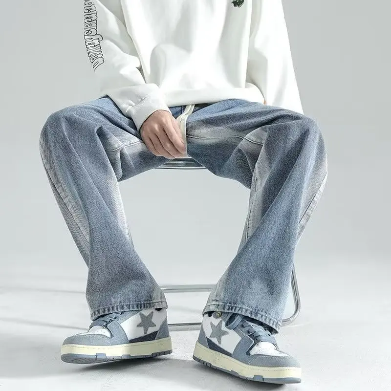 

Gradient Color Men's Jeans High Street Loose Straight Leg Casual Pants Spring New Style Trendy Brand Comfortable Loose Fit