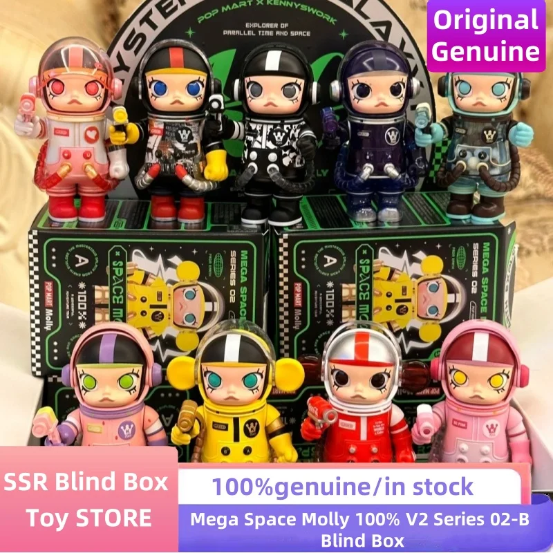 

Genuine Mega Space Molly 100% V2 Series 02-B Blind Box Cute Action Figure Toys Mystery Box Desktop Decor Ornament Kids Gift
