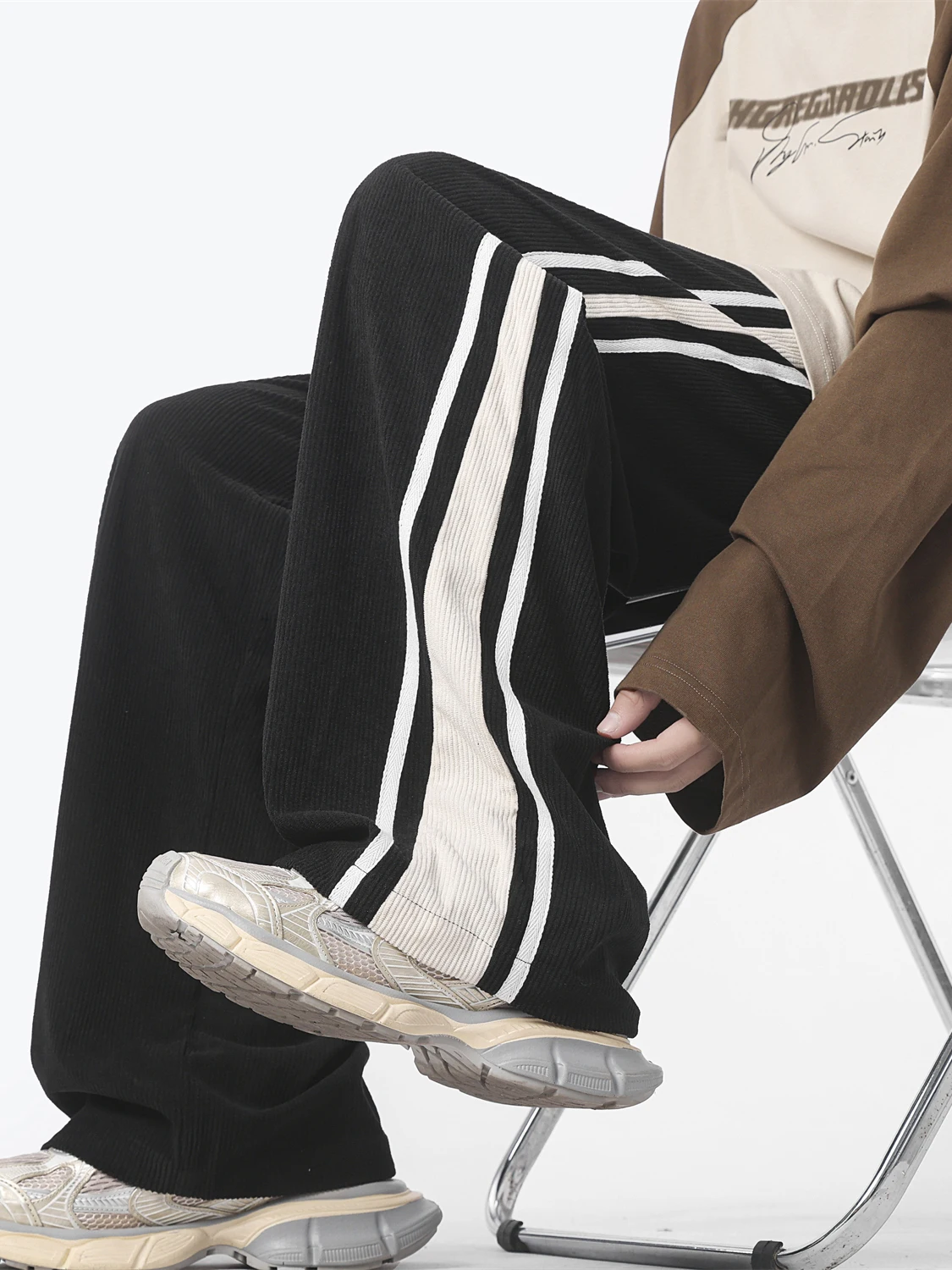 

Men's Corduroy Spor Sle Sweatpants Thiened Fce Lined Straight Leg Casual Pants Retro American Autumn Winter Trousers