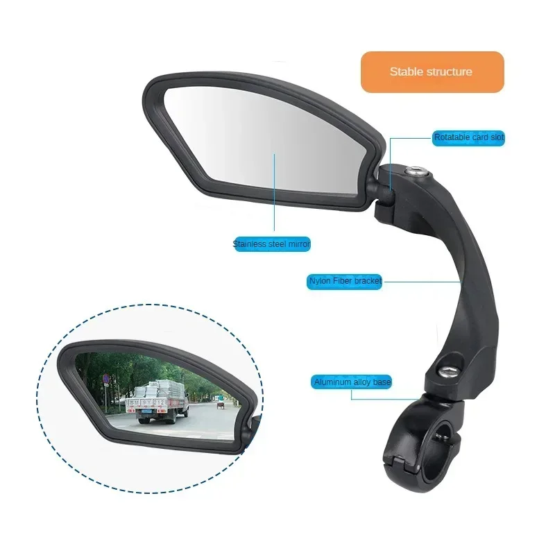 Bicycle Rearview Mirror Wide Range Adjustable Angle Reflector Scooter Bicycle Rearview Mirror Bicycle Handlebar Mirror image 2