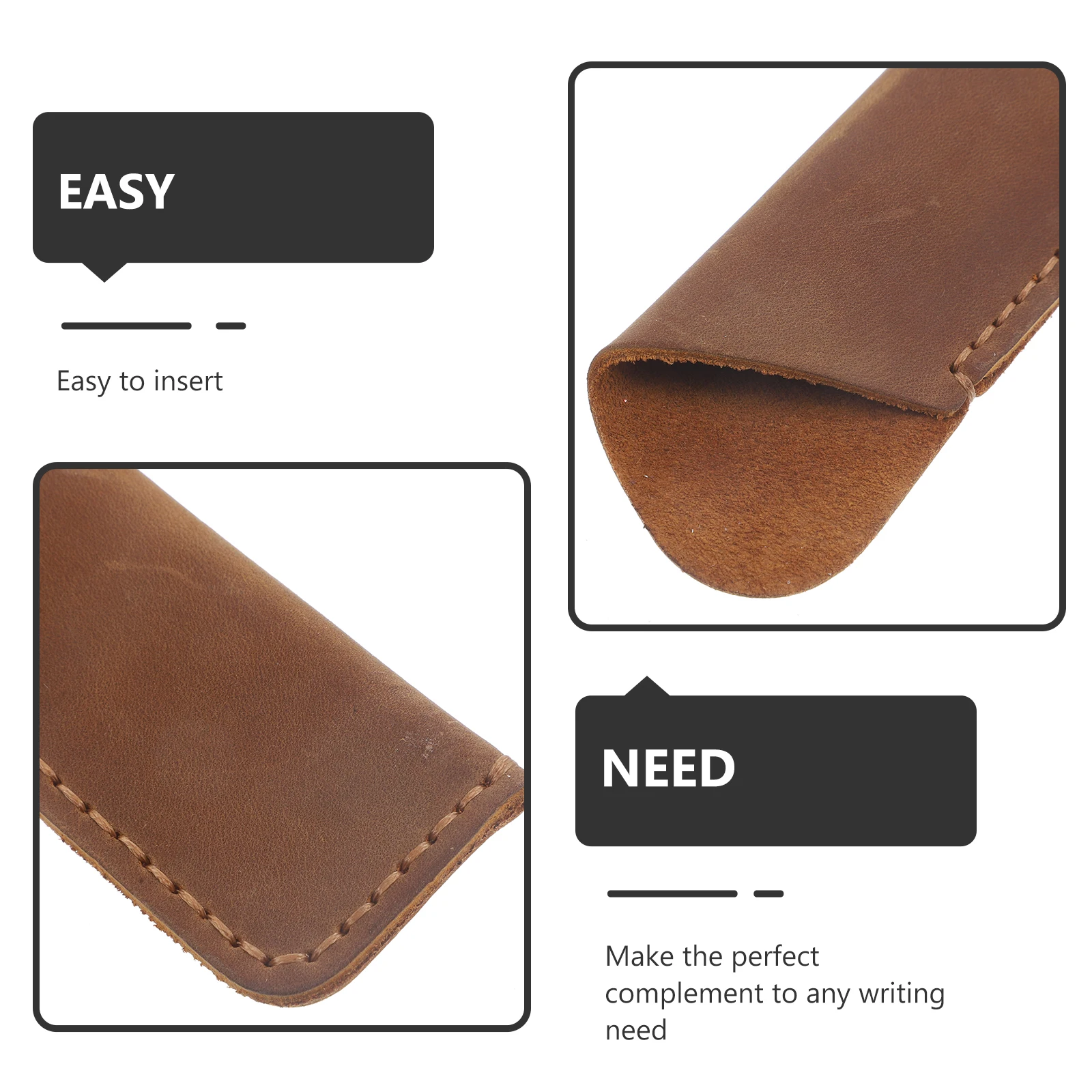 

Cowhide Pen Set Small Pencil Case Soft Fountain Storage Organizer Holder Bag Sleeve Office Cases for Adults Aesthetic Pouch