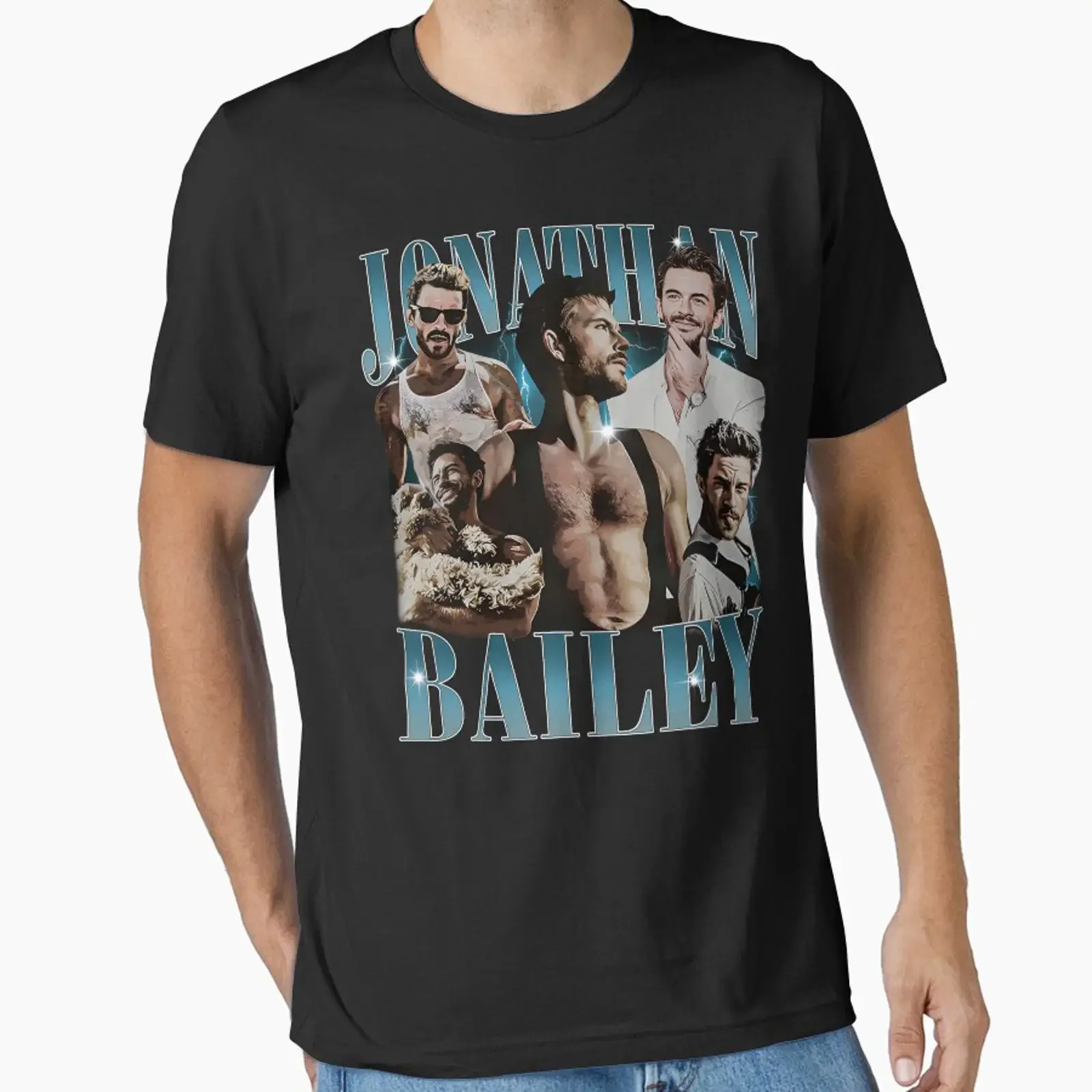 Jonathan Bailey Essential T Shirt vintage Washed Stretched streetwear homme Top For Everyday Wear Soft Versatile graphic