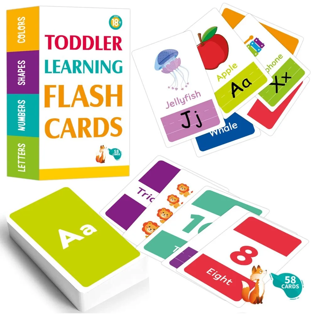 

Educational Flash Cards for Toddlers Ages 2 to 4 Learning Colors Numbers Shapes Animals ABC Alphabet Early Learning Toys