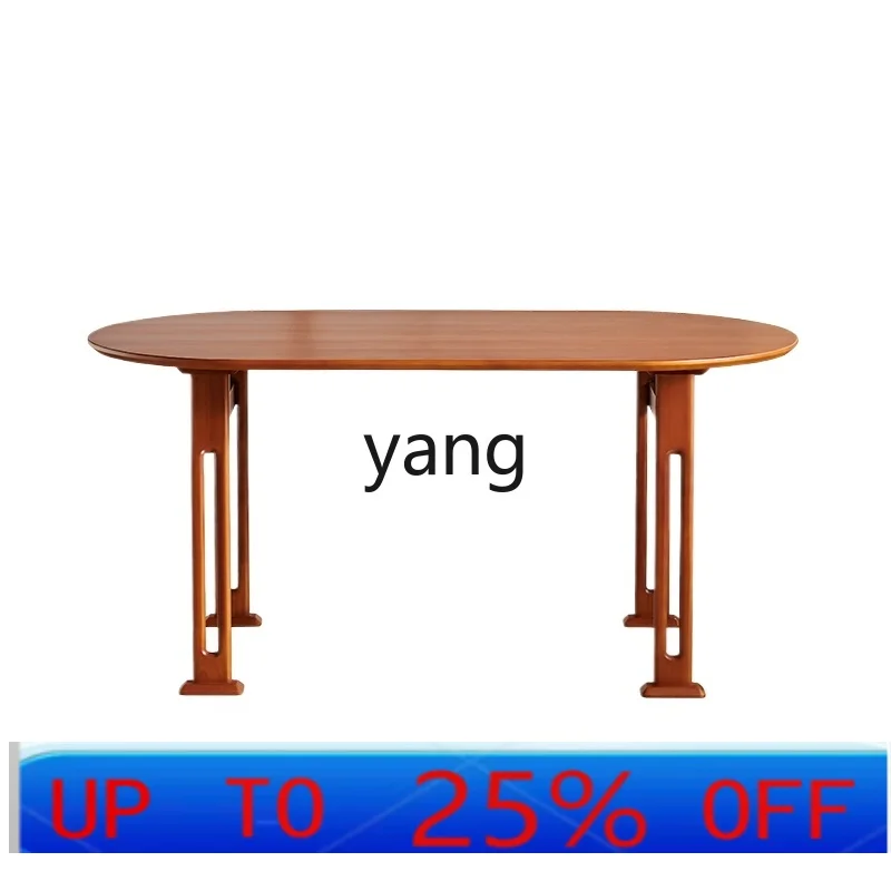 

LH скандинавский ретро стол из цельного дерева, книжный стул, домашний антикварный овальный учебный стол