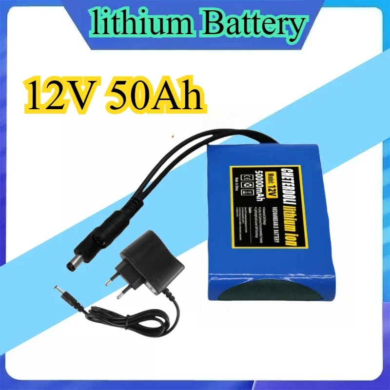 for Portable Super 12V 50000mah Battery Rechargeable Lithium Ion Battery Pack Capacity DC 12.6v 50Ah CCTV Cam Monitor +