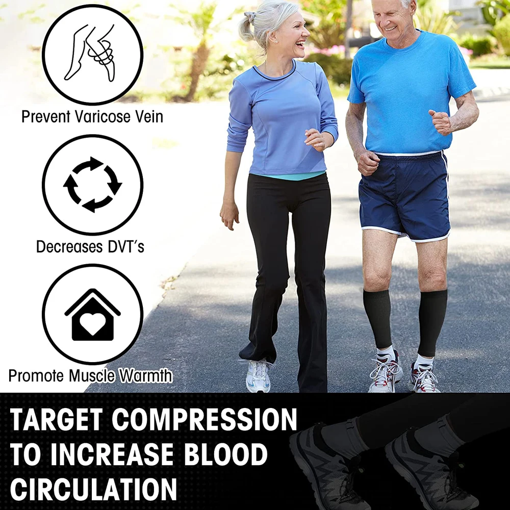 1Pair Calf Compression Sleeve 30-40mmhg Men Women Footless Calves Compression Sleeves Varicose Veins