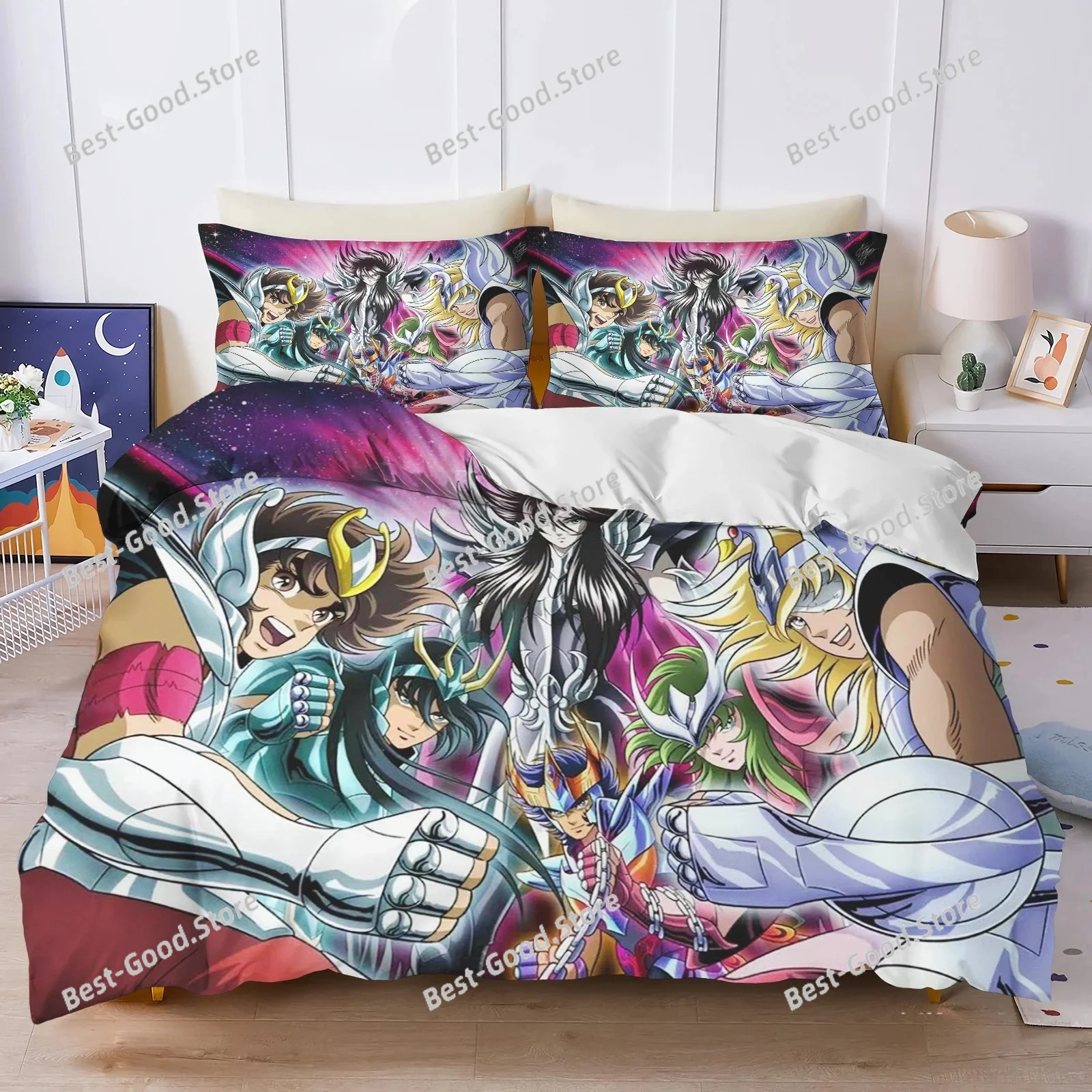 3d Print Cartoon S-Saint Seiya Bedding Sets Comforter Quilt Bed Cover Duvet Cover Pillow Case 3 Pieces Sets Bedroom Decoration