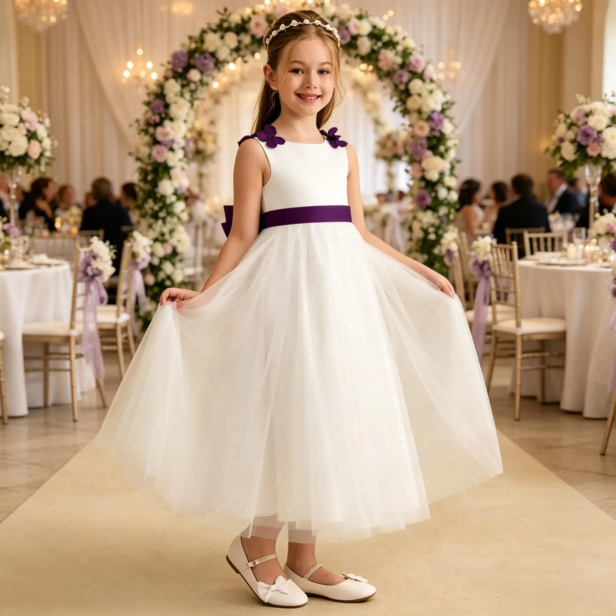 Cswdocy Lovely Girls Bridesmaid Dress 3D Flower Decor V Back Big Satin Bow Tulle Gown Flower Girl Dress For Pageant Formal Party
