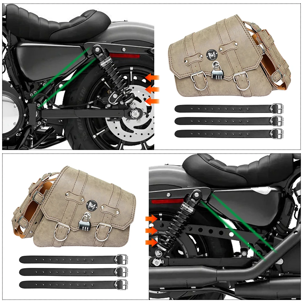 Motorcycle Autobike Side Bag Saddlebags Pouch Pu Leather for Harley Davidson Touring Cruiser
