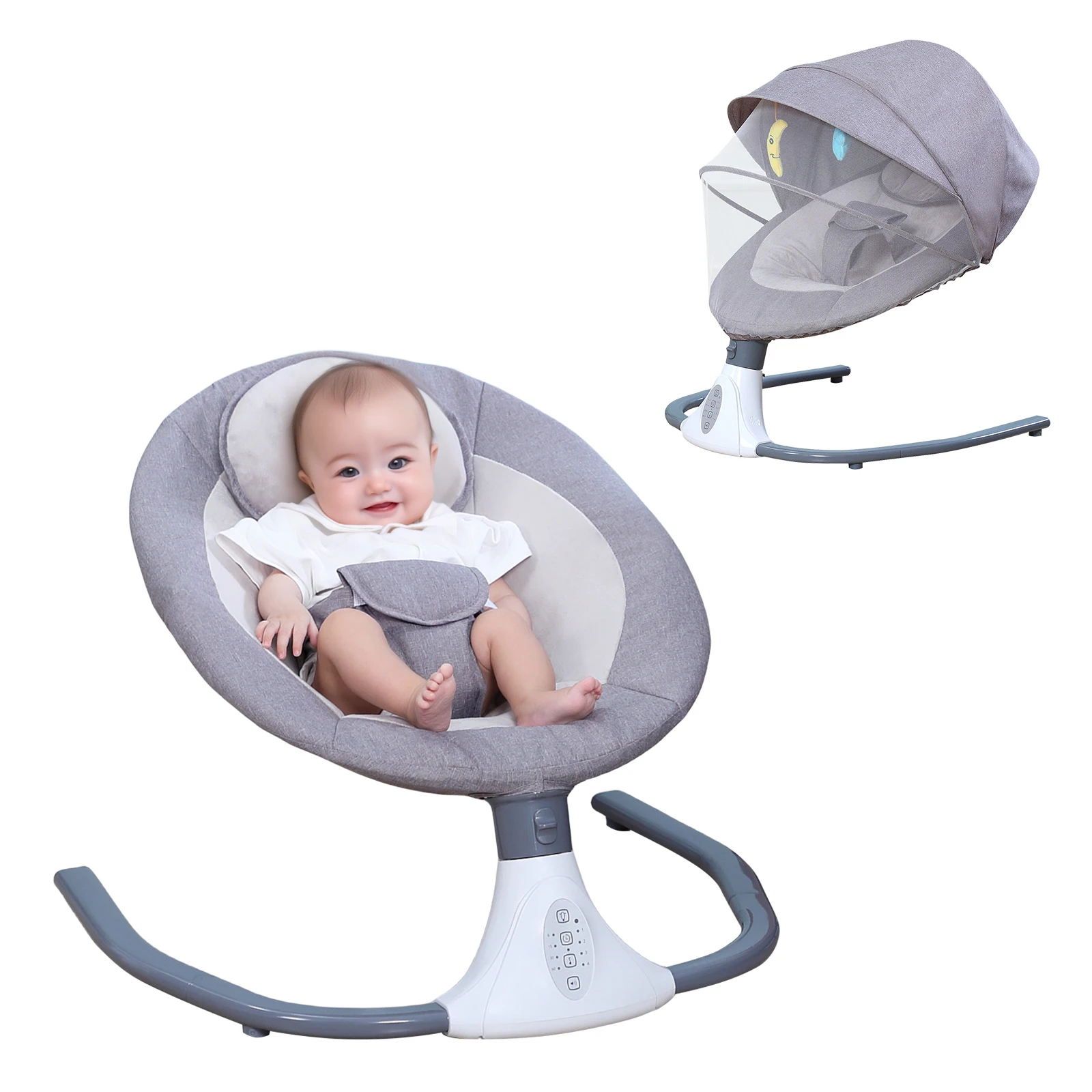

Baby Swing for Infants, Electric Infant Swing with APP Remote Bluetooth Control, 4 Sway Speeds, 12 Lullabies(Gray)