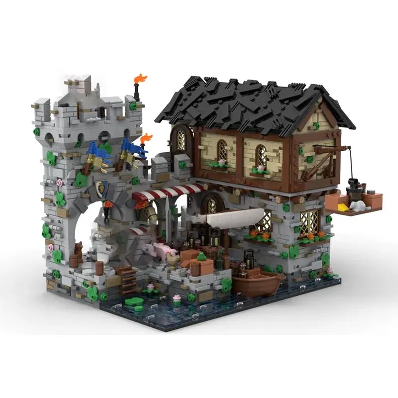 MOC-124794 Building Blocks Medieval Port Castle Assembly Toy Set Holiday Gift