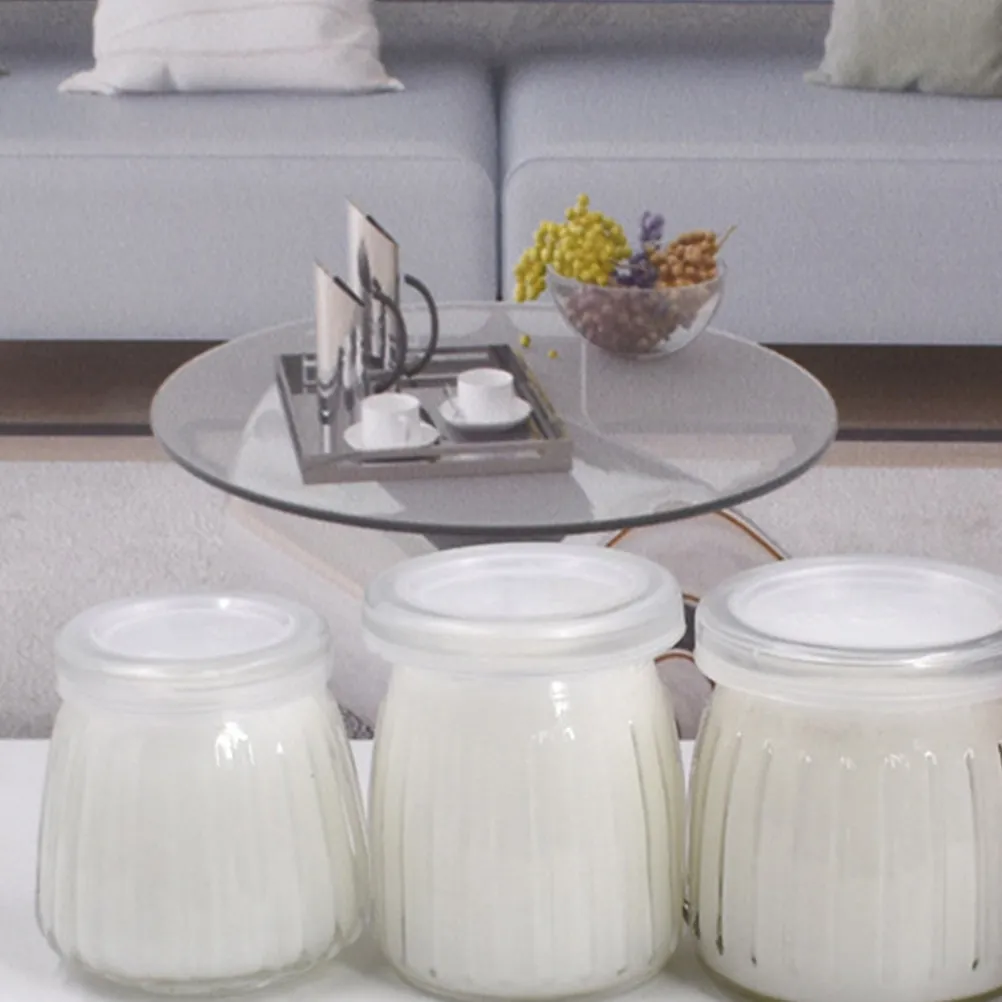 8Pcs Cute Creative Glass Pudding Bottles 130Ml with Lid Smooth Easy-Clean Containers for Yogurt Pudding Milk Jelly Jam Mousse