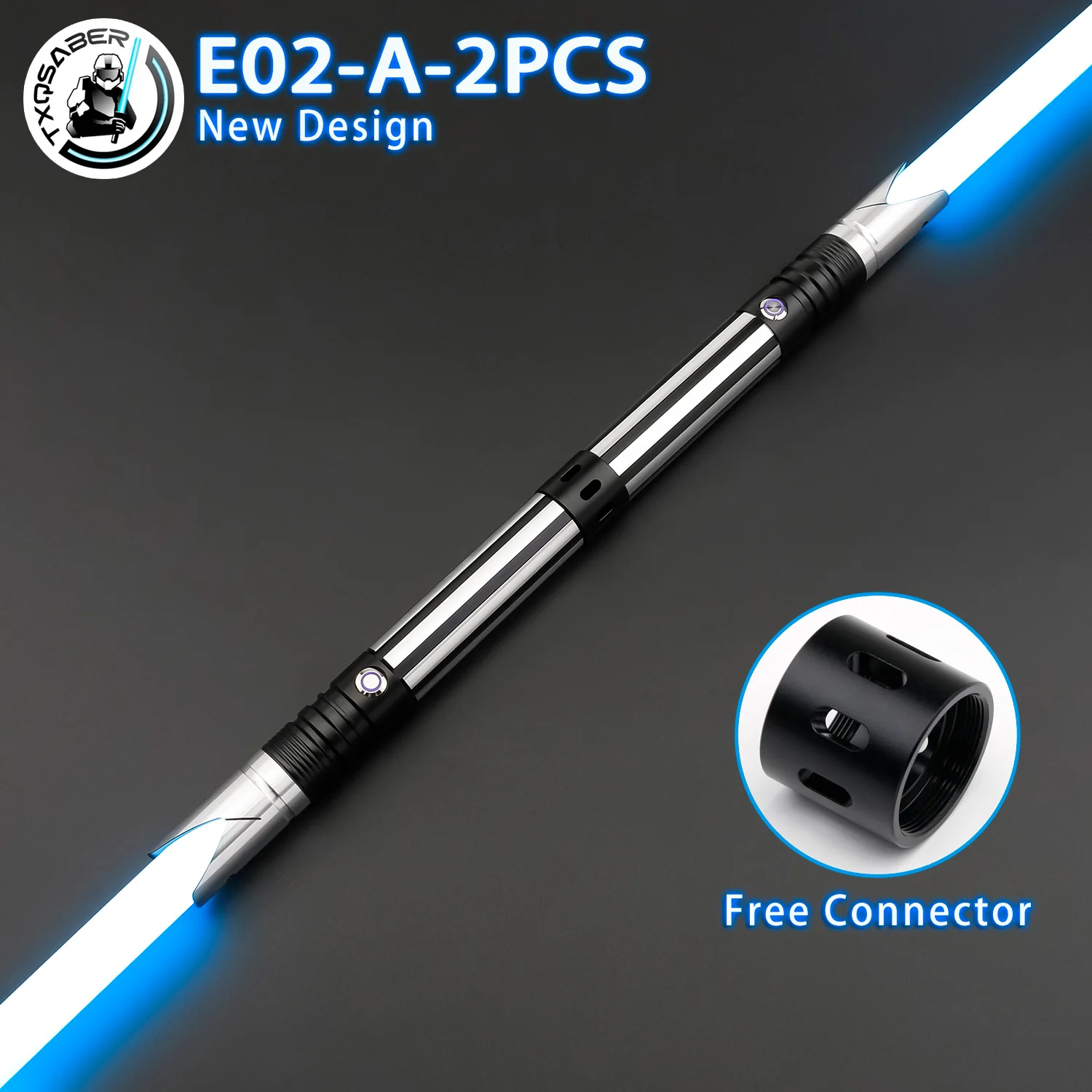 

TXQSABER 2PCS E02 Laser Swords Smooth Swing Two Metal Hilt Double Blades Heavy Dueling Free Connector RGB Cosplay FOC Jedi