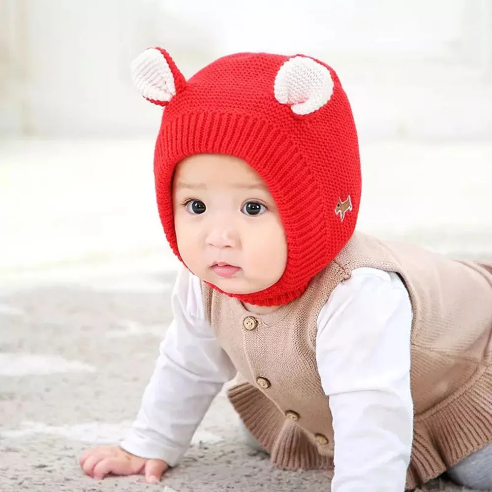 Baby Hats 1-4 Years Boys Girls Cute Ears Bonnet Winter Warm Thicken Caps Children\'s Earflap Hat Kids Winter Beanies Cap