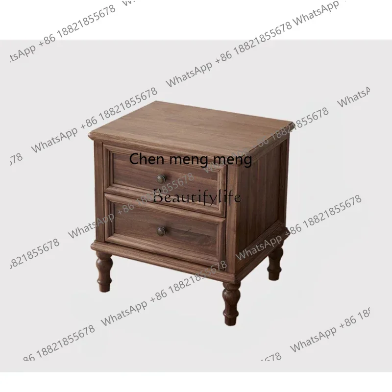 

New Arrivals American retro all solid wood bedside table master bedroom home North American black walnutss 7304