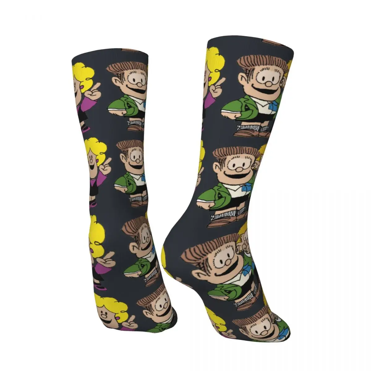 Funny Men's compression Socks Mafalda And His Buddies Retro Harajuku Animation Mafalda Street Style Pattern Crew Crazy Sock