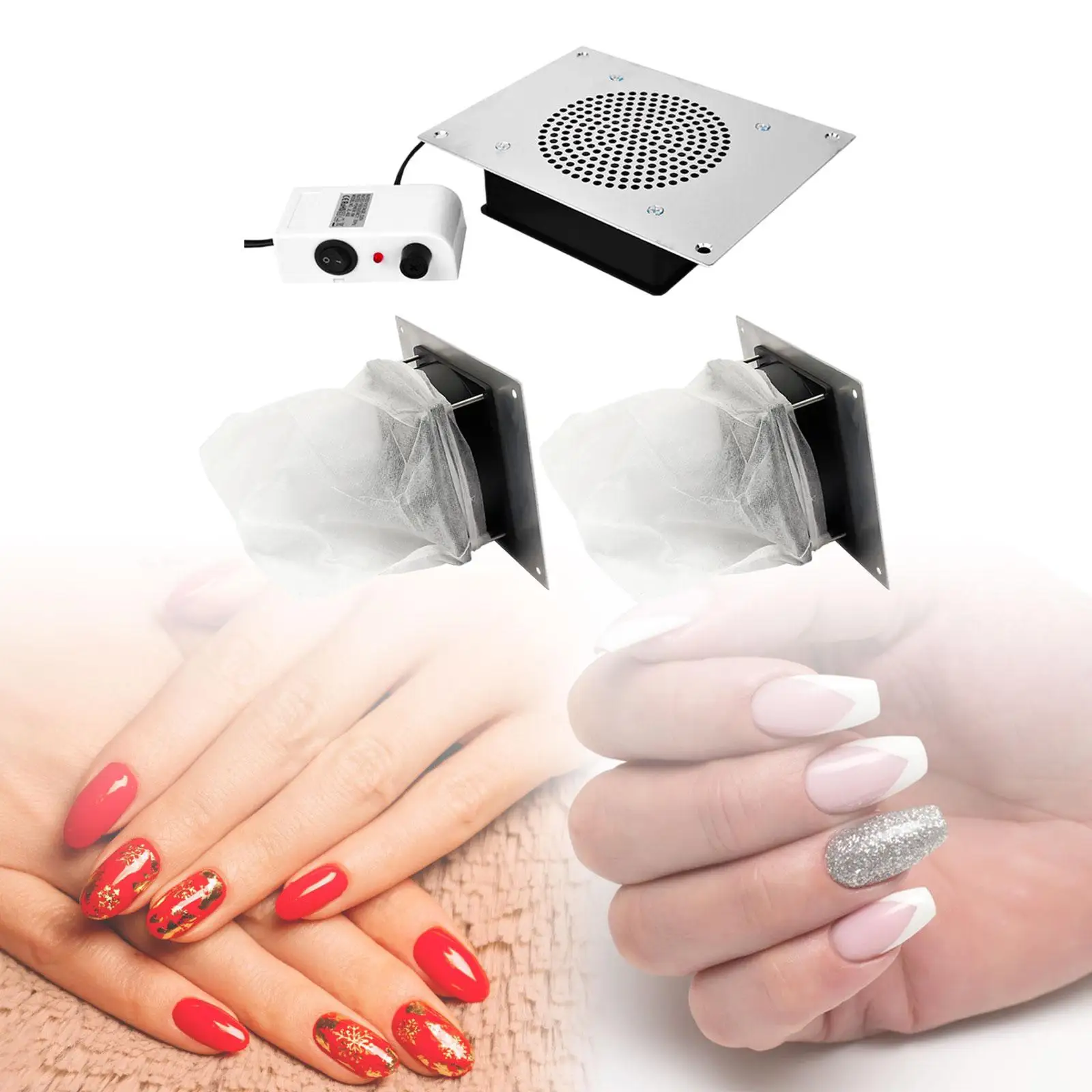 Strong Power Nail Dust Collector Electric Manicure Tool Aluminum Alloy Vacuum Fan for Dust Removal Salon Use
