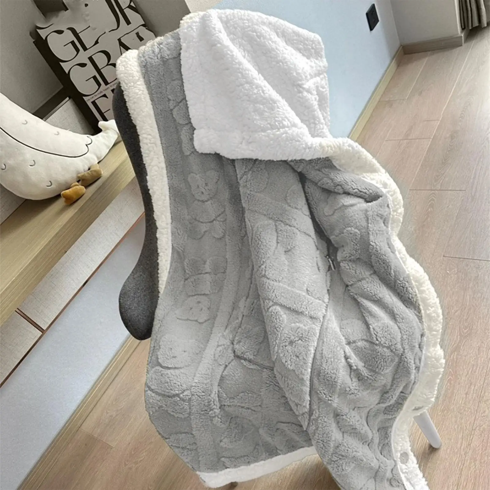 Blanket Shawl Soft Flannel Cape With Buttons Wearable Blanket Adult For Women Home Work Winter Reading Sofa Bed Couch Chair Nap