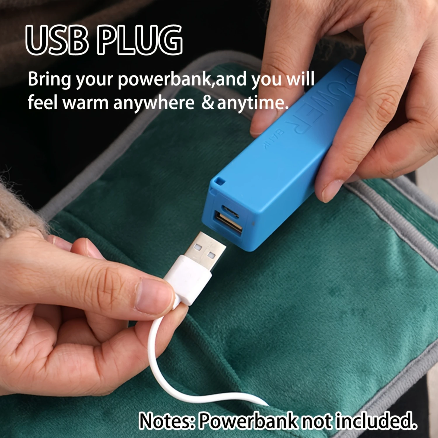 Zimowy ogrzewacz do rąk, podgrzewacz do rąk z wtyczką USB może być używany z zasilaczem, do biura, biwakowania, polowań, golfa Boże Narodzenie